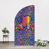 Lofaris Colorful Tiger Couple Heart Graffiti Half Moon Arch Backdrop